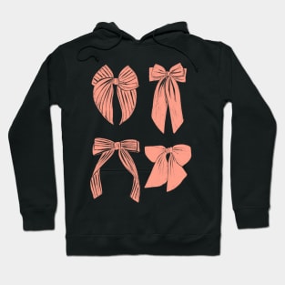 Soft peachy hair ribbon bows striped Hoodie